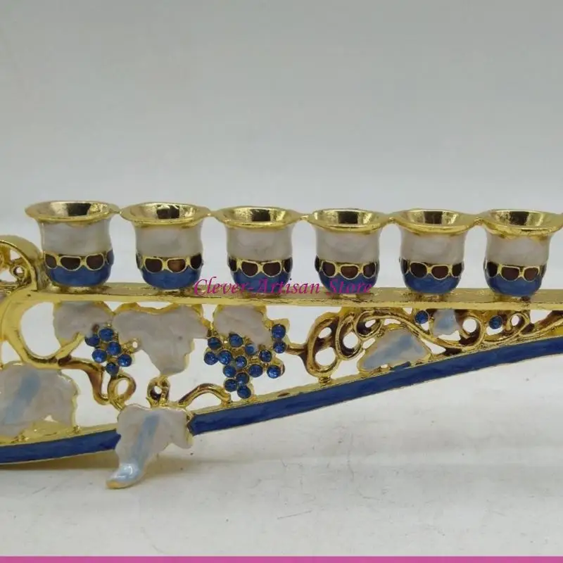 E06B Luxurious 9 Arm Candelabra With Crystal Accent Antique Metal Enamel Candlestick Holders For Romantics Dinners And Parties
