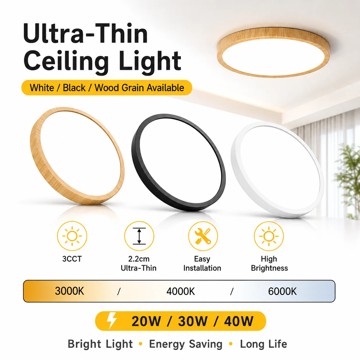 Home Bathroom Colors - 2.2 センチメートル超薄型 Led シーリングライト 220V 3
