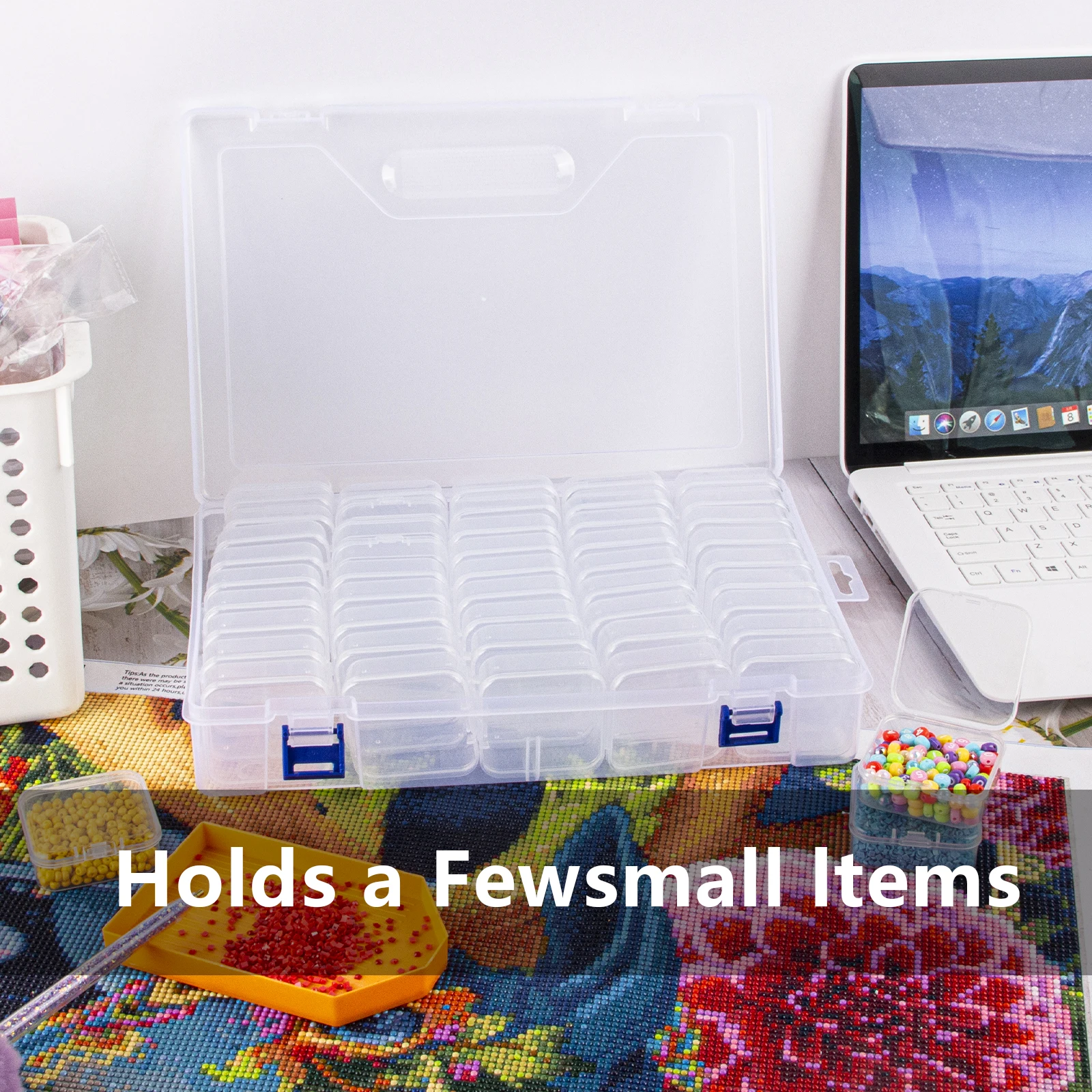 

1 Set 45 Grid Small Bead Organizers, Bead Storage Containers Portable Bead Organizer, Storage Gift Diamond Painting Stone Beads