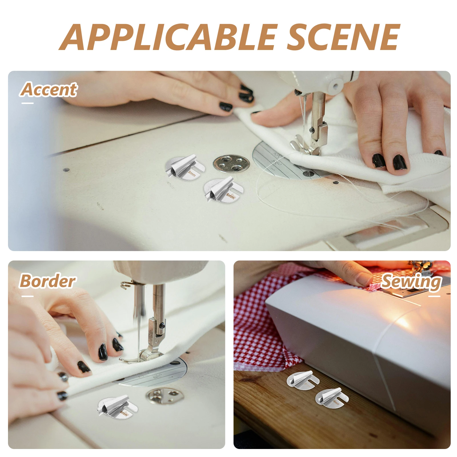 

4Pcs Metal Hemmer Foot Economical Iron Seamer Binder for Accent Borders and Trims Rolled Hem Foot Seamer Binder