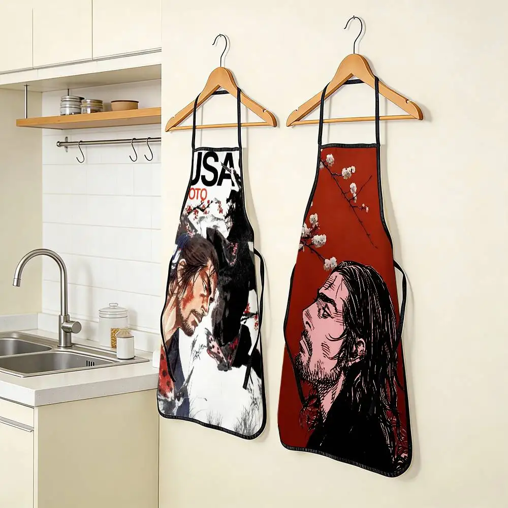 

Anime Miyamoto Musashi Vagabond Bushido Warrior Funny Apron for Women Men 50x70cm Washable Non-Woven Kitchen Apron Dessert ﻿