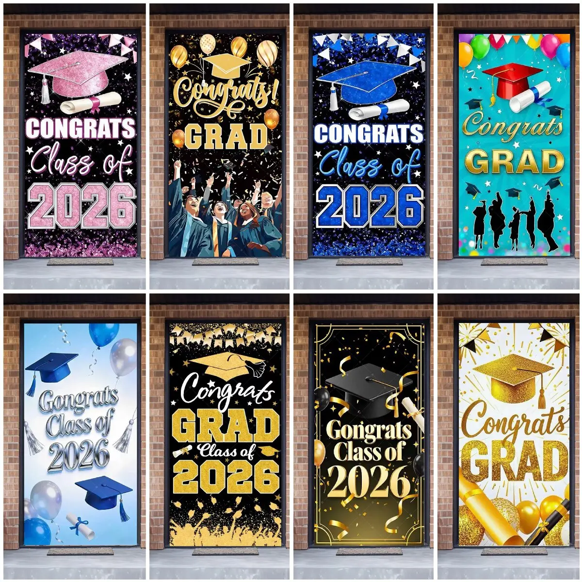 

2026 Graduation Season Party Decor Door Flag Congratulations Graduation Party Celebration Decoration Supplies Decor Backdrop