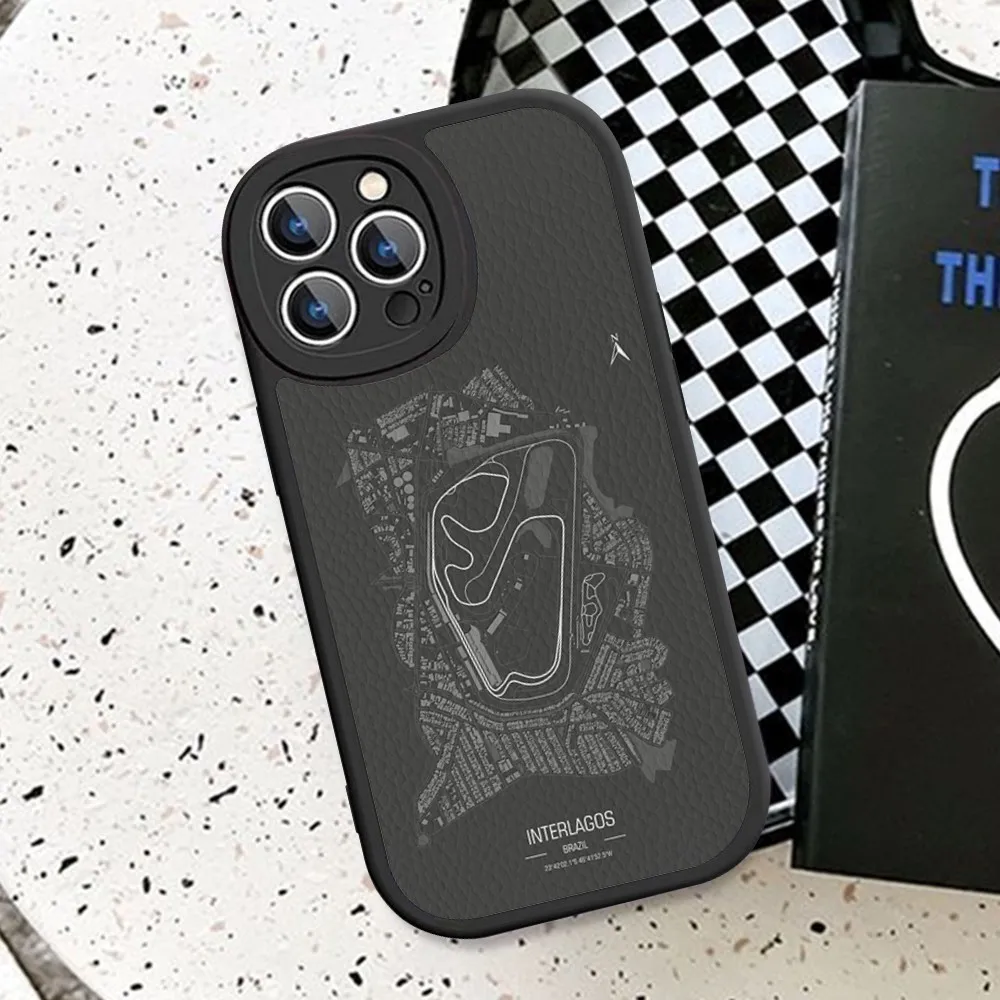 F1 Race Track Prints Phone Case Hard Leather For IPhone 16 15 14 13 12 Mini 11 14 Pro Max Xs X Xr 7 8 Plus Fundas