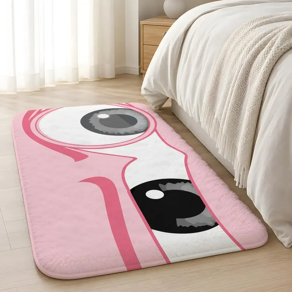 Cartoon Eyes Glasses Flannel Rug Non-Slip Absorbent Soft Washable Floor Mat For Entryway Hallway Bathroom Kitchen Decor