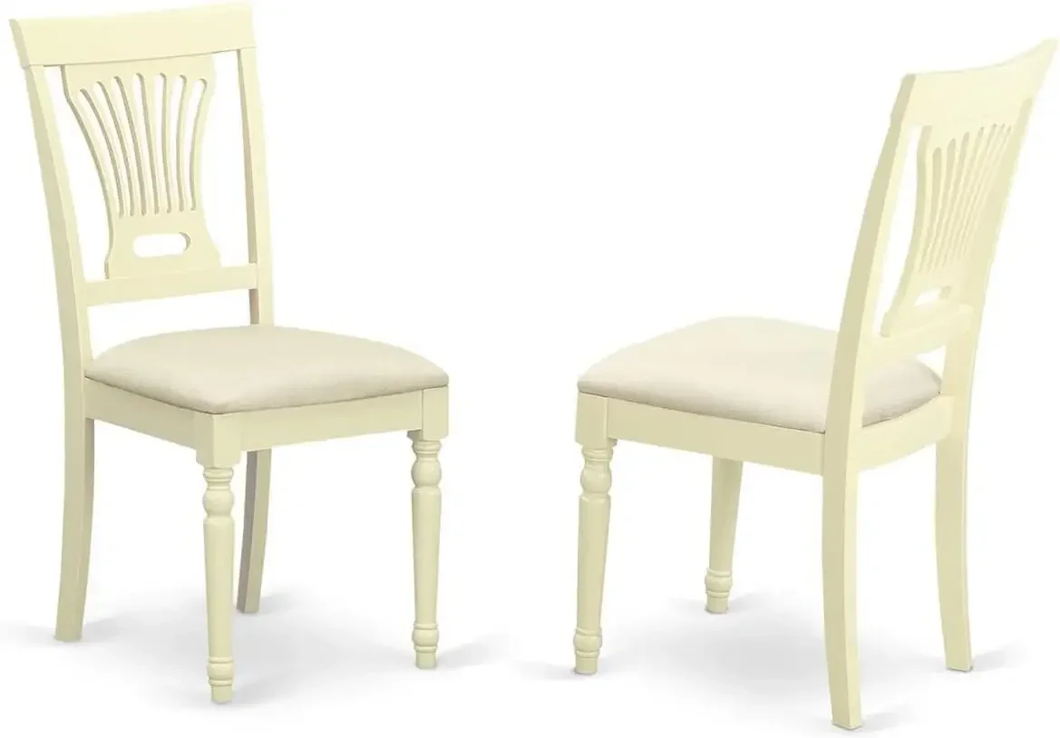 Round Kitchen Table Pedestal Two Linen Fabric Upholstered Dining Chairs 42 Inch Buttermilk Cherry 3 Piece Dining Room Furniture