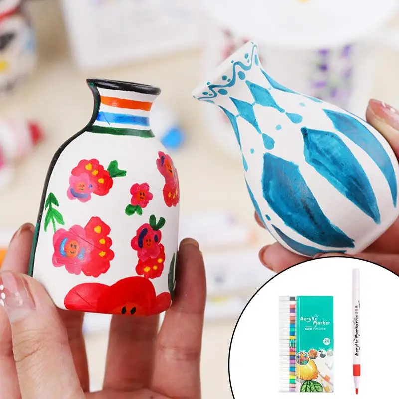 طقم تلوين زجاجي للنسيج ، أقلام أكريليك مضادة للماء ، لوازم اللوحة ، سريعة الجفاف