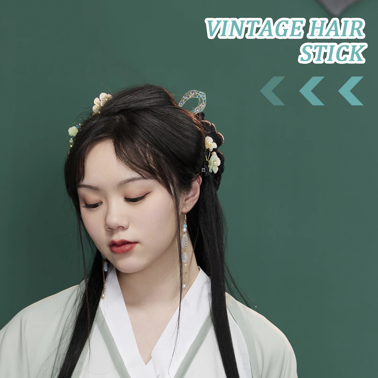 

2pcs Hair Stick Rhinestone Dovetail Clip Vintage Double Prong Hairpin Crystal Beads Banquet Party Accessories