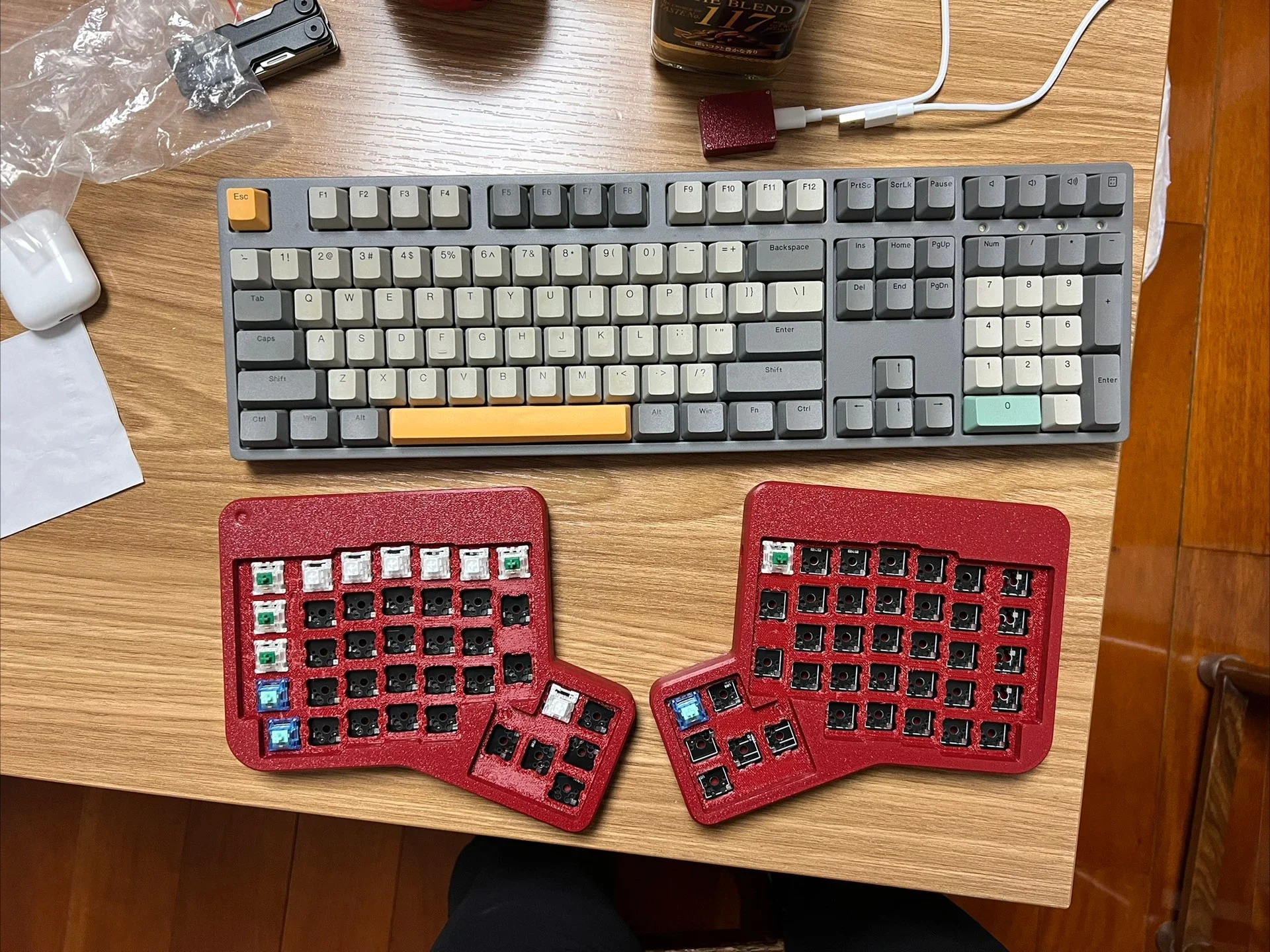 Ergodox Split Kit Teclado Mecânico, Single Mode sem fio, 2.4G Dongle HotSwap, Personalizado