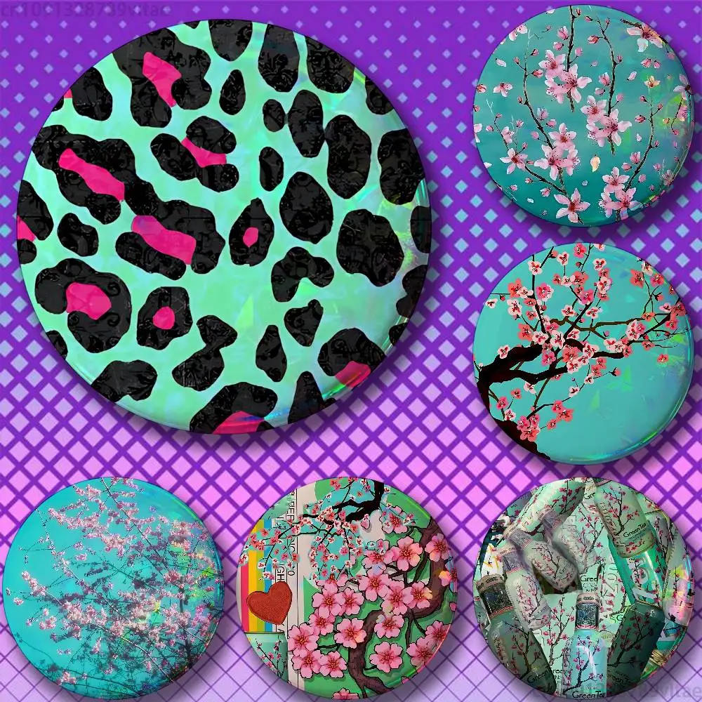 

A-ArizonaES Green Tea 32/44/58mm Handmade Pins Round Brooch Badge Backpacks Clothes Jewelry Gifts