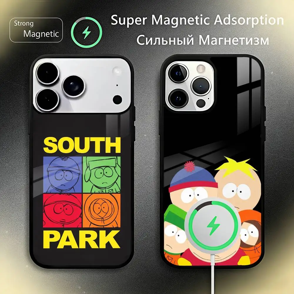 S-South P-Park Phone Case For iPhone17,16,15,14,13,12,11 Plus,Pro Max For Magsafe Wireless Charging
