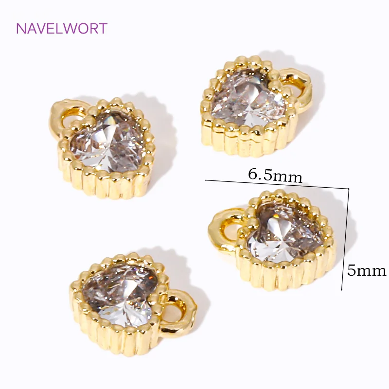 5mm*6.5mm 18K Gold Plated Mini Heart Crystal Glass Charms For Bracelet Making Findings,Pendants For Jewelry,DIY Accessories view 3