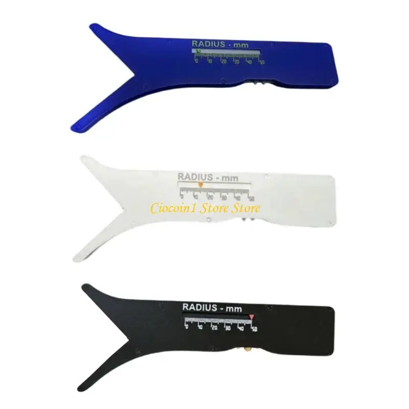 A3PC Sliding Radius Measuring Ruler Multipurpose Radius Gauge Measurement from 0-50mm for Woodworking Drafting