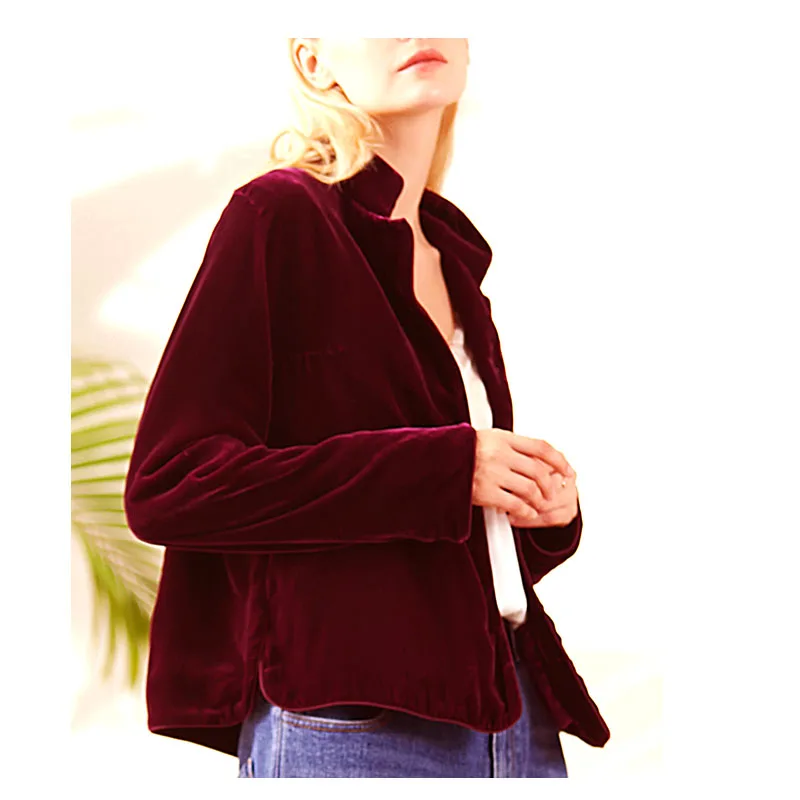 Fengbaoyu Silk Velvet Women's Shirt - A Retro Short-Sleeved Blouse with Classic Style, Comfortable and Soft, Luxurious Clothing