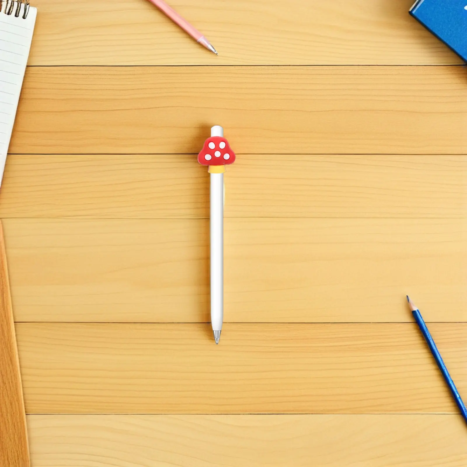 30Pcs Cartoon Mushroom Pencil Topper Clips Soft PVC Pen Charms School Classroom Pencil Accessories Notebook Clips for Rewards