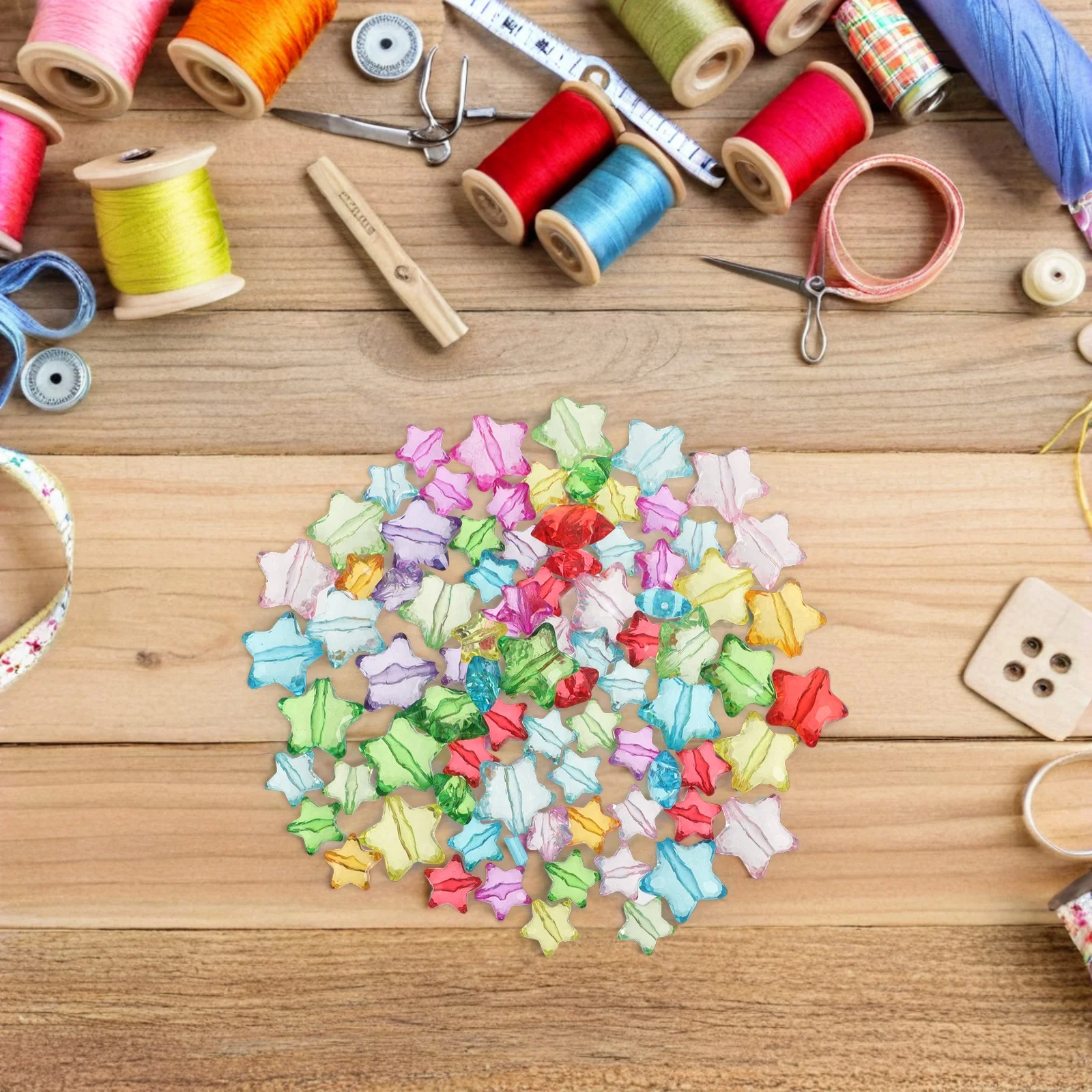 Conjunto de Contas Coloridas em Forma de Estrela, Charms Translúcidos de Estrela de Cinco Pontas para DIY, Suprimentos para Artesanato de Pulseiras e Colares para Crianças