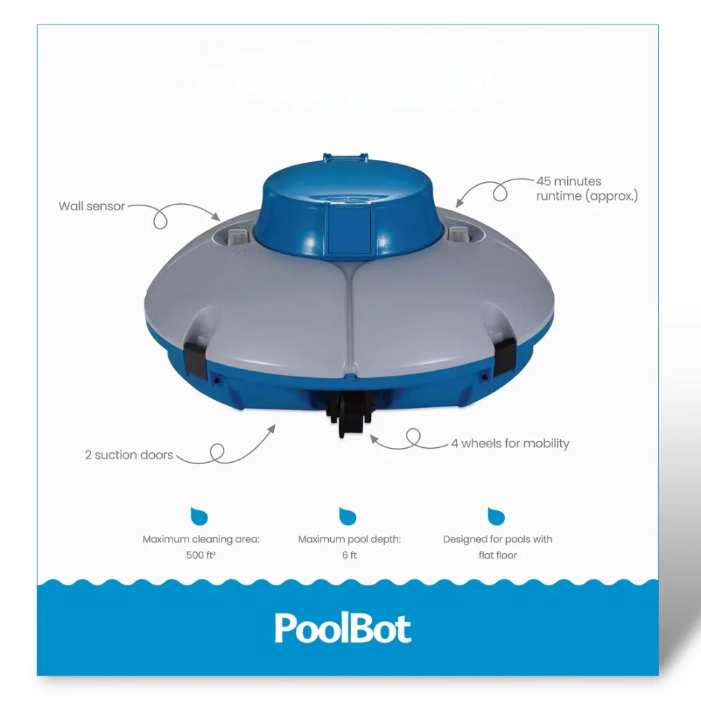 Pembersih kolam renang PoolBot robotik, untuk penggunaan DI ATAS TANAH & Kolam Renang di atas tanah