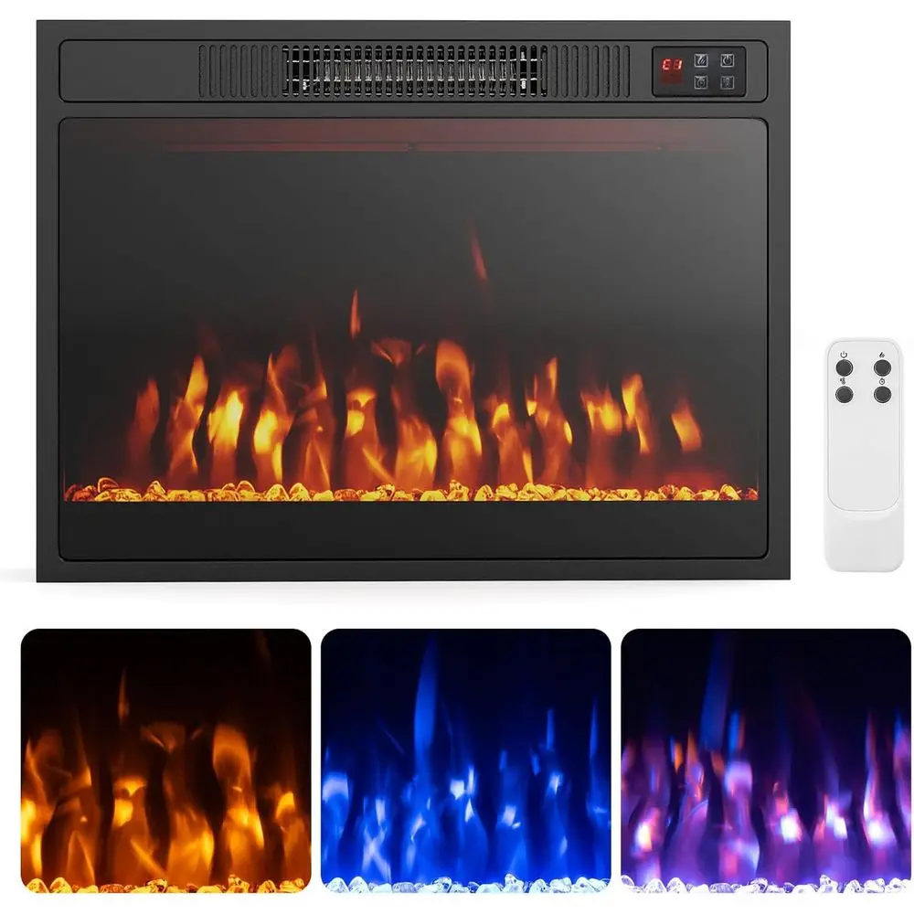 

23-Inch Electric Fireplace Insert with 750W/1500W Adjustable Heat, Remote Control, Flame Color and Brightness Settings, 1-8 Hour