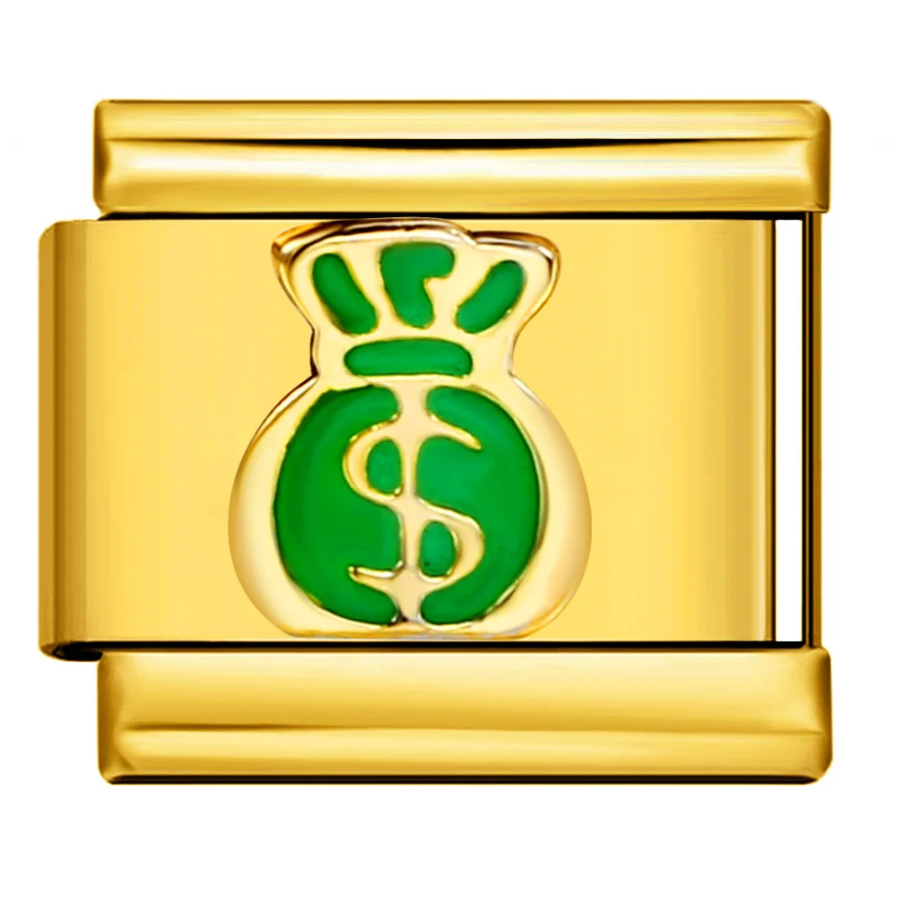 Design-Geschenkbox in Goldfarbe, Geldbörse, Geburtstagskerze, italienischer Charm-Anhänger, passend für 9mm Edelstahlarmbänder, DIY-Schmuckherstellung – Detail 6