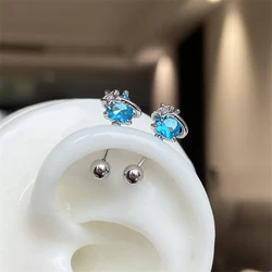 1 PCS Cute Blue Love Zircon Planet 316L Stainless Steel Ear Bone Nail for Women New Fashion Allergy Prevention Jewelry Gifts