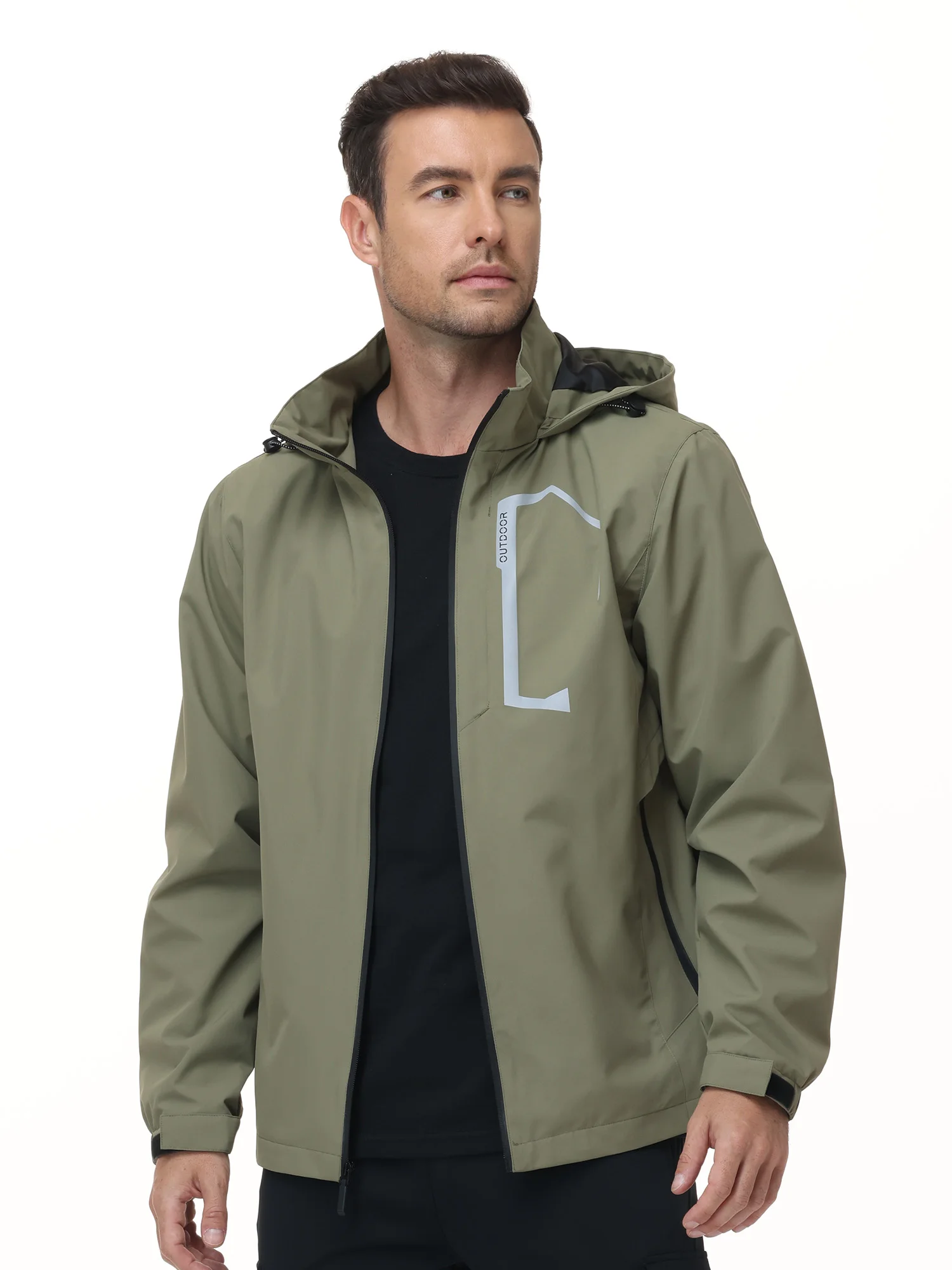 Sommer Herren Outdoor-Jacke Wasserdichte Regenjacke, Dünne Regenjacke mit Mehreren Taschen für Camping Wandern Radfahren Angeln – Detail 33