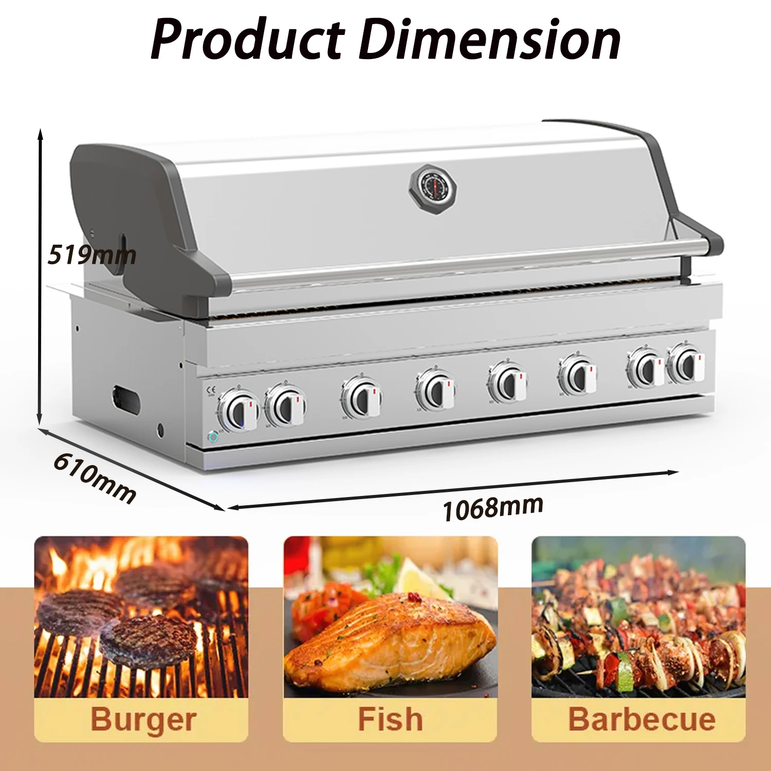 Buit-in  Outdoor Kitchen Built in  Grill Stainless Steel Insert Bbq Cover Bbq Camping Grill Bbq Mini Grill