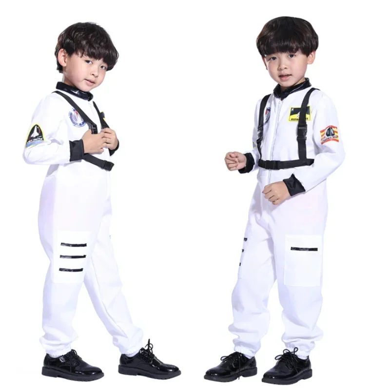 Halloween Children's Adult Astronaut Costume Space Suit Pilot Jumpsuit Party Carnival Cosplay Costume Helmet Boy Parent-child