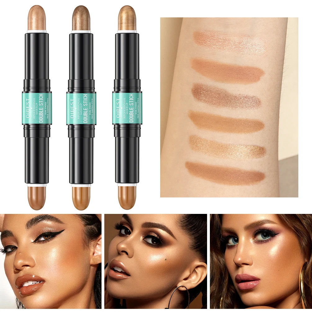 QIBEST ハイライト & ブロンザー スティック フェイス ブライトニング ブラッシャー ルージュ コンシーラー ペン ロングラスティング ハイライト コントゥアリング ブラッシュ メイクアップ