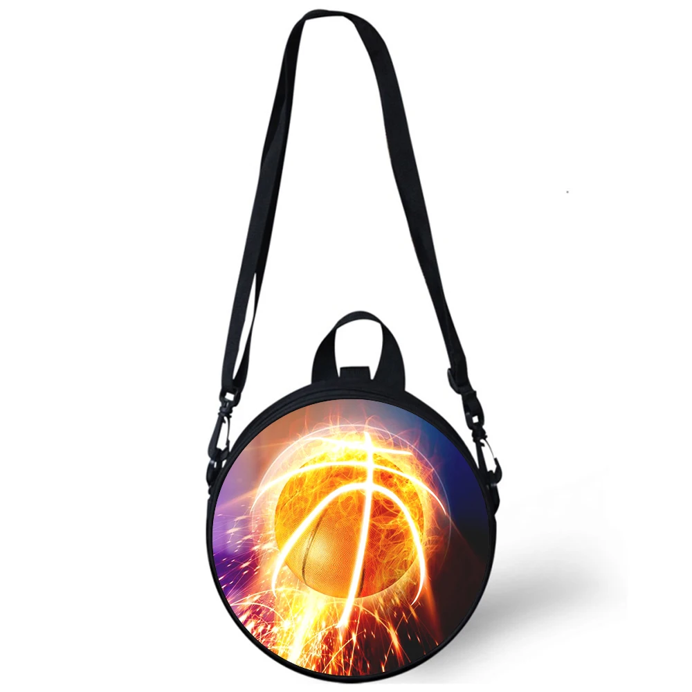 Art basketball Child kindergarten Bag 3D Print Crossbody Shoulder Bags For School Women Mini Round Bagpacks Rugtas Bag