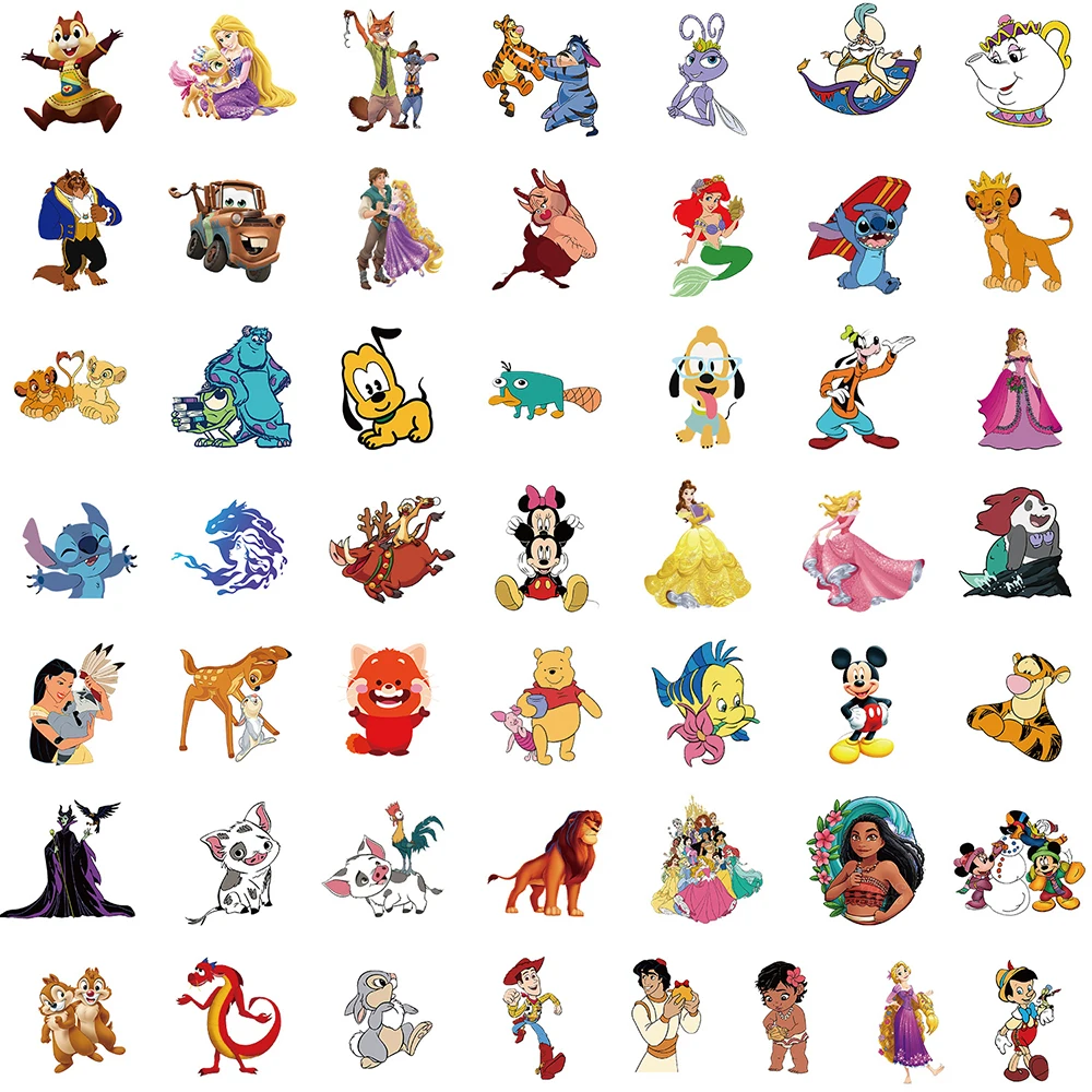 10/30/50/100pcs Disney Mix Stitch Micky Princess Cute Stickers Graffiti Decals Motorcycle Laptop Waterproof Sticker for Kid Toy