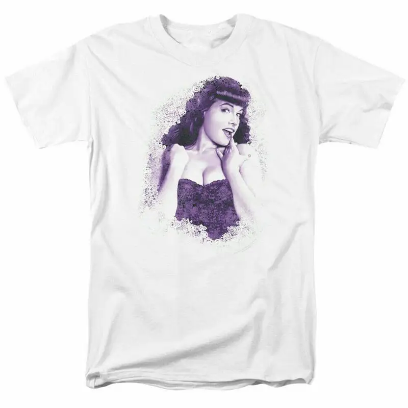Кружевная футболка Bettie Page, лицензированная модель 1950-х годов Queen Of Pinups, белая