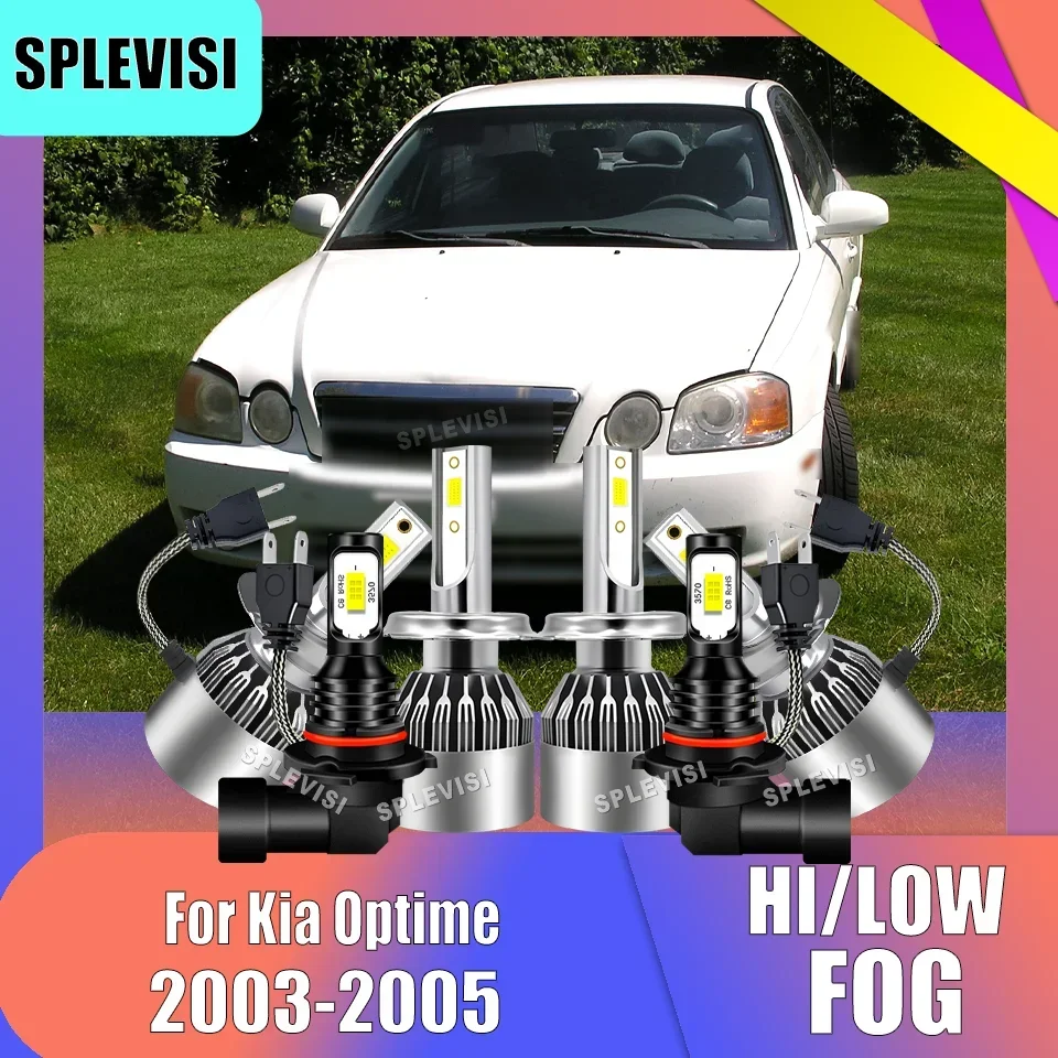 H7/477/499 9006/HB4 Teen Driver Car Light LED Headlight Foglight Kit Beginner Safety 6000K White For Kia Optime 2003 2004 2005