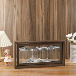 Wooden Frame 3D Sandscape Moving Sand Art Picture Quicksand Liquid Hourglass Glass Flowing Sand Painting Office Home Decor Gifts