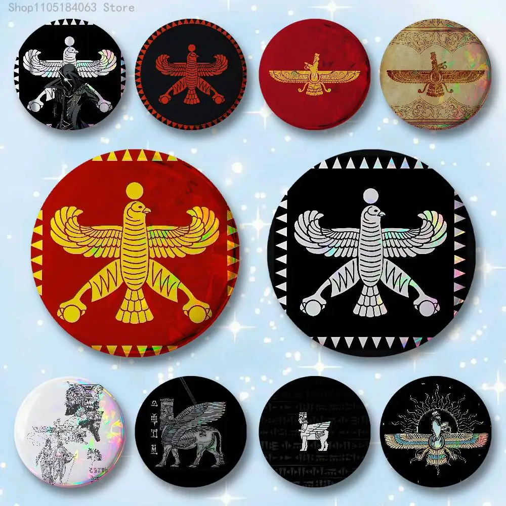 A-Achaemenid E-Empire Badges 25 32 44 58 75 mm Round Cosplay Pin Bag Decor Fans Collect Friends Gifts Brooch Souvenir