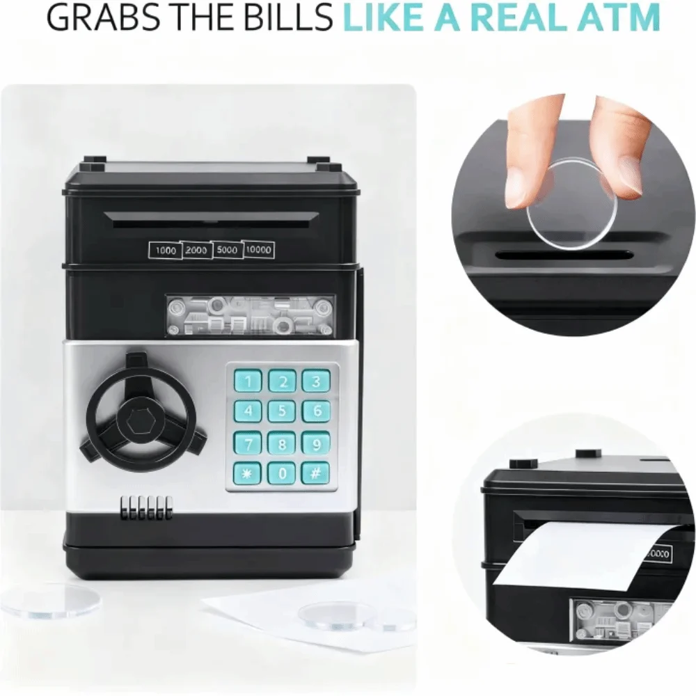 ตู้เซฟอิเล็กทรอนิกส์ ตู้เซฟเงินอิเล็กทรอนิกส์ ปุ่มกดรหัสผ่านแบบดิจิตอล ป้องกันเด็ก กระปุกออมสิน ใช้แบตเตอรี่ สำหรับเก็บเงิน