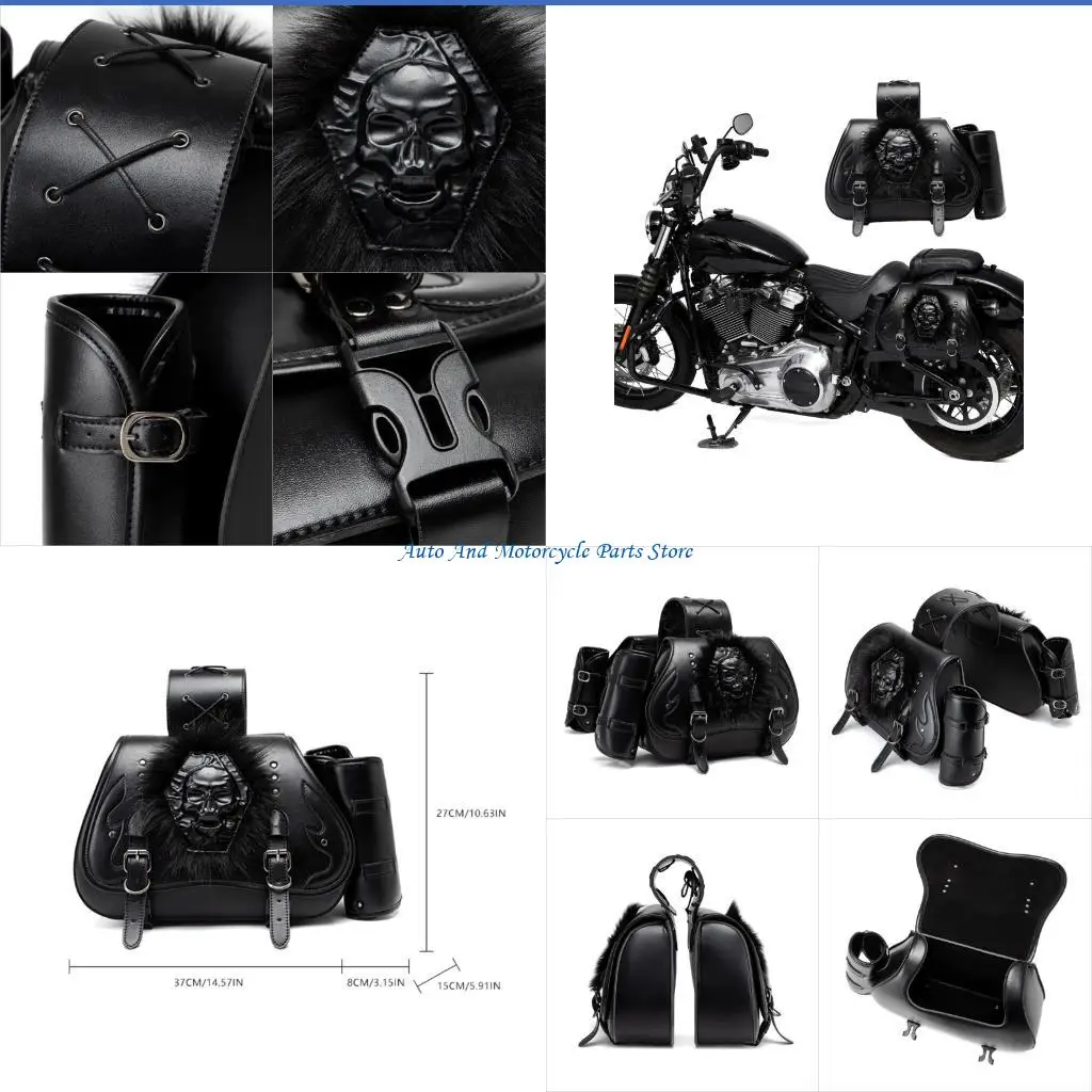 

P9FD Motorcycle PU Leather Bag Side Tail Luggage Tool Saddlebag Waterproof