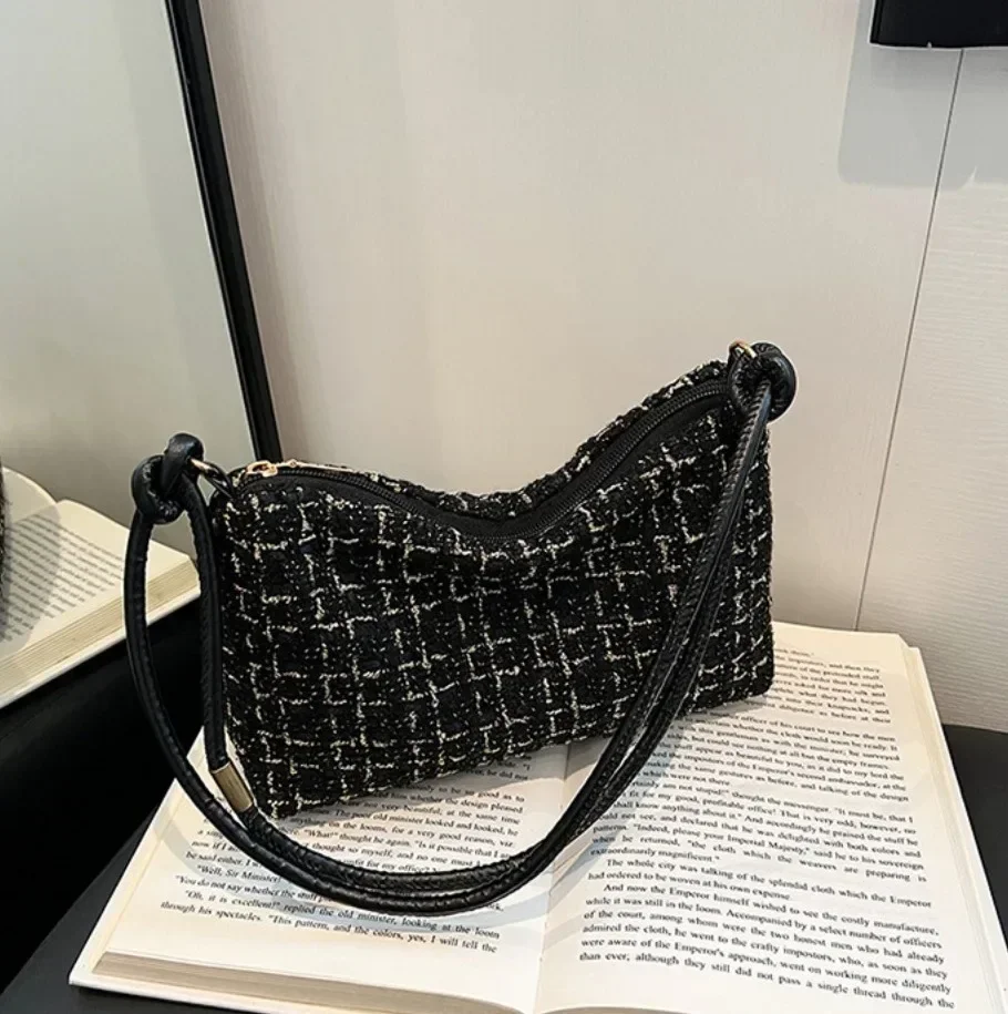 Koreanischen Stil Weiche Woll Plaid Unterarm Tasche Neue Luxus Designer Handtaschen frauen Gepäck