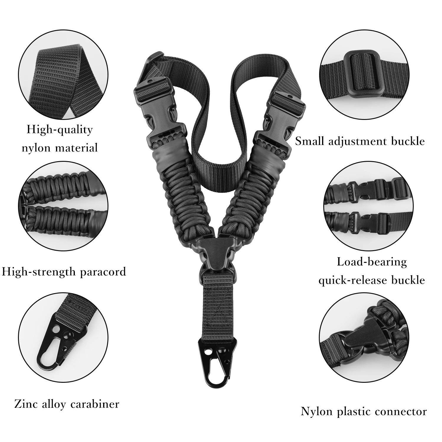ナイロンライフル水かき垂直シングルポイントロープ狩猟クイック調整長さパラコード屋外多機能戦術ハーネス