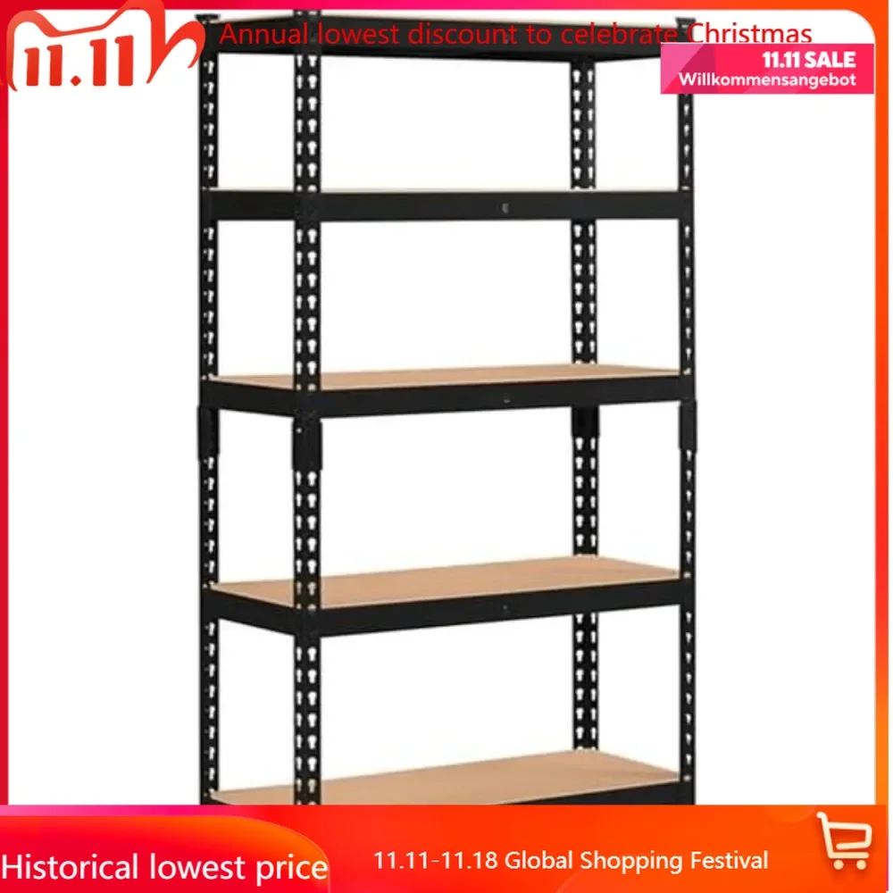 

5-Tier Utility Shelves, Metal Storage Shelves, Adjustable Shelving Units, Boltless Assembly, Garage Shelves Shed Shelves Storage