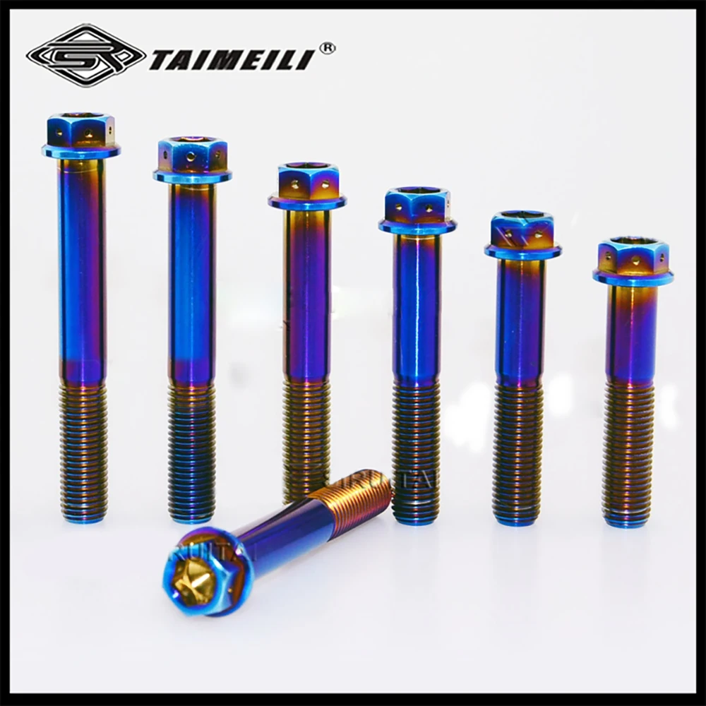Titanlegierung Innen- und Außensechskant Brennblau Schraube M10M8x15mm-90mm Motorrad-Bremszangen-Befestigungsschraube – Detail 6