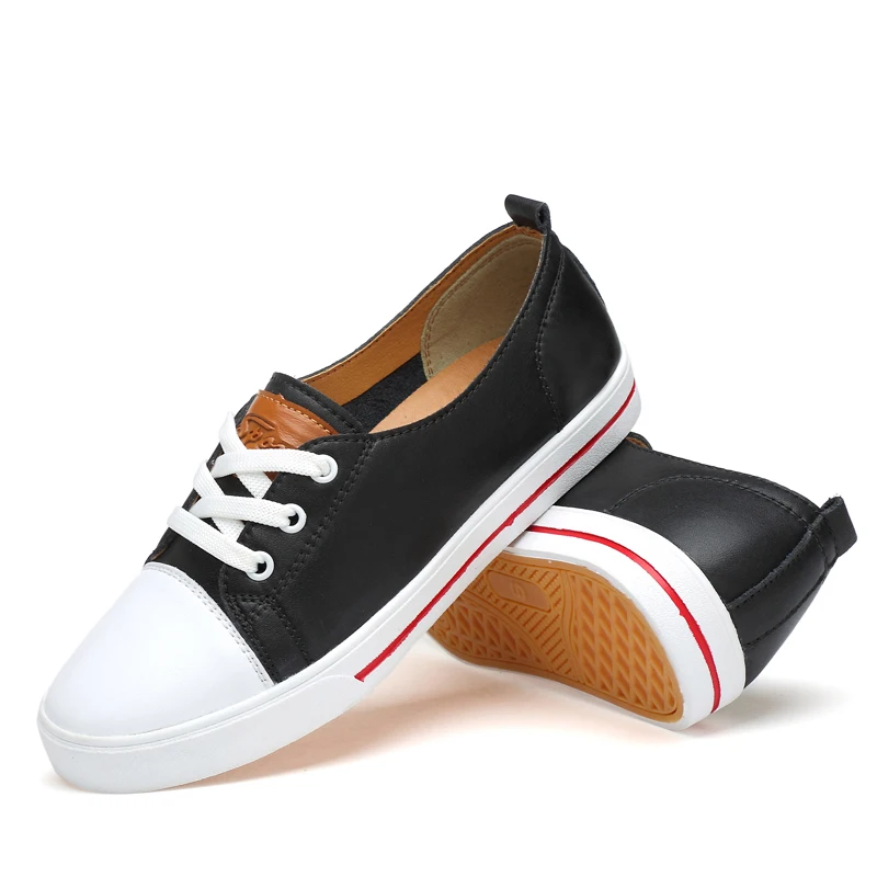 

Women's Genuine Leather Sneakers Women Casual Fashionable Sports Shoes Vulcanized Woman Summer Flat Shoe Ladies White Lacing 42