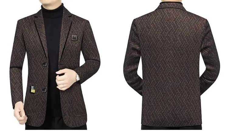 Herren-Blazer Modischer Business-Bankett-Tanz-Sänger-Blazer Gestreifter Figurbetonter Lässiger Trendiger Hochzeits-Bankett-Performance-Blazer – Detail 6