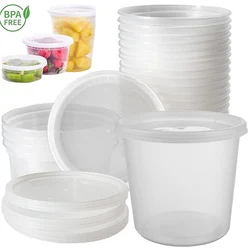 24Sets Plastic Deli Disposable Food Storage Containers with Airtight  Disposable Clear Togo Jars for Salad Soup Meal Prep