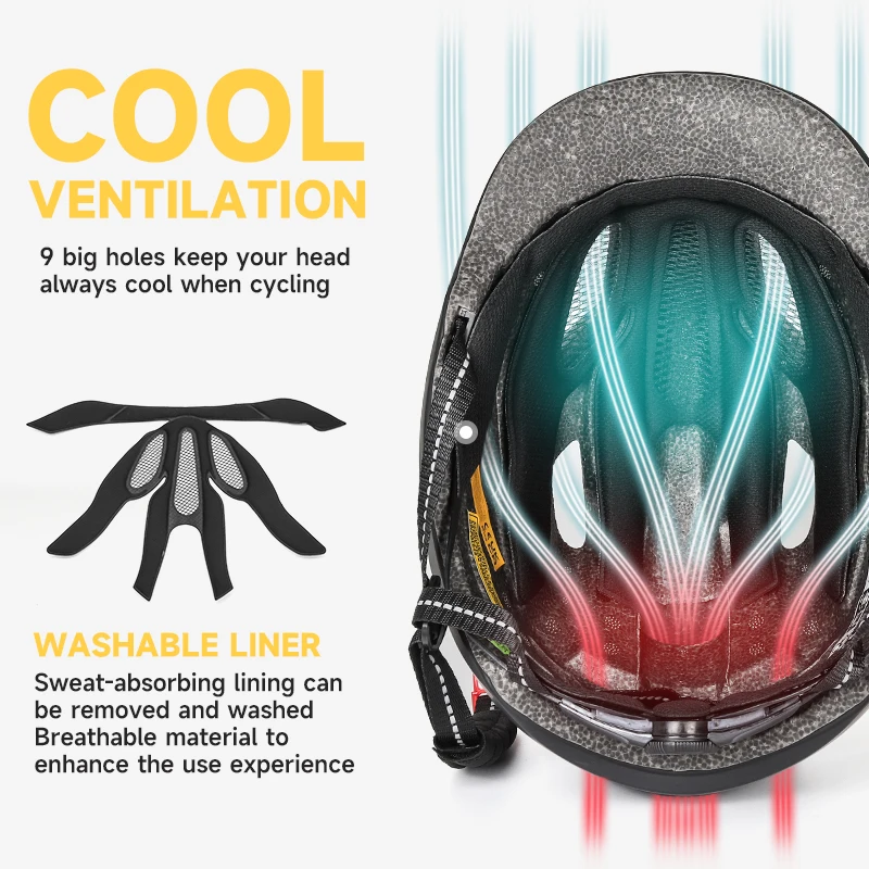خوذة دراجة VICTGOAL مع ضوء خلفي، خوذة دراجة MTB للطرق الحضرية للرجال والنساء، ملحقات ركوب الدراجات الآمنة في المدينة