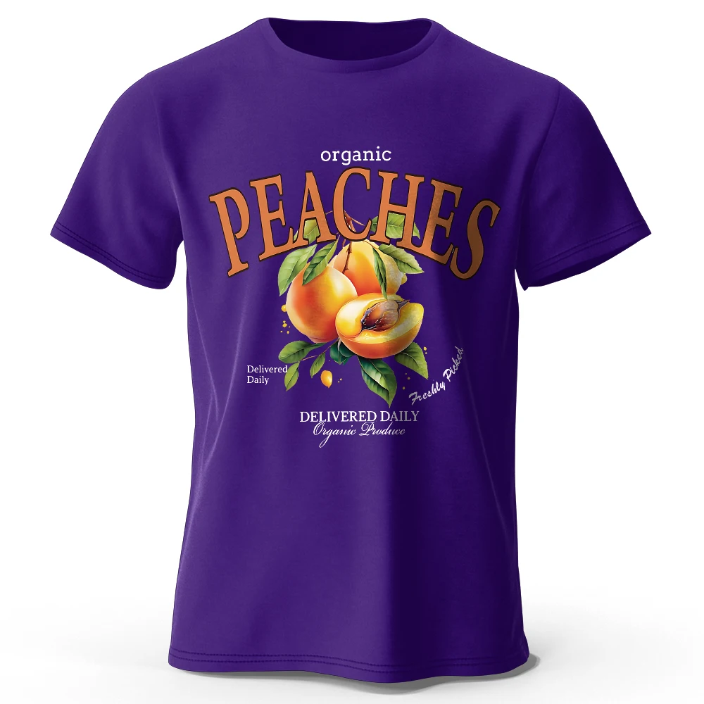 Leichtes gelbes Pfirsich-Grafik-T-Shirt aus 100 % Baumwolle – atmungsaktives und trendiges Sommer-Top im zarten Aquarell-Stil