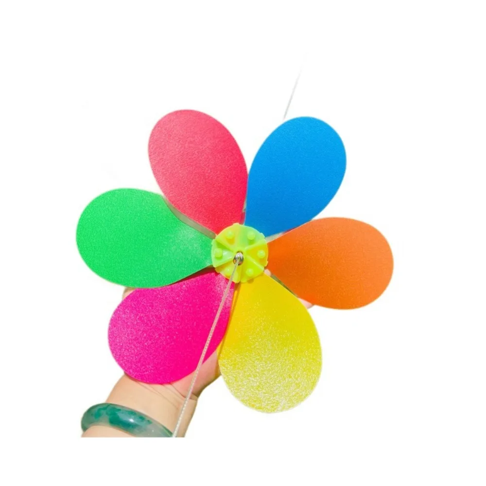 10pcs 26cm 10meters Petal Windmill String Colored Windmill Free installation String Plastic Suspension Windmill Six Colored