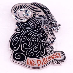 Live Deliciously Enamel Pin Black Phillip Movie Quotes Badge Brooch Jewelry