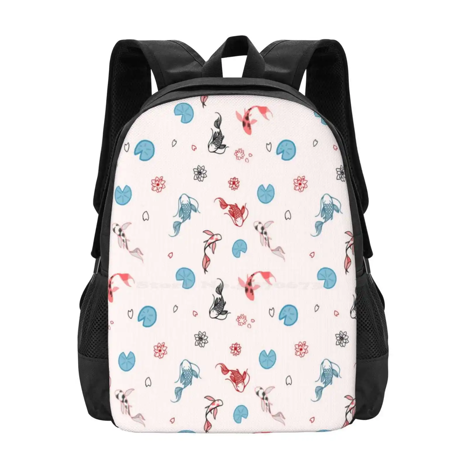 

A Pond Of Koi - Rose Hot Sale Schoolbag Backpack Fashion Bags Fish Koi Japanese Pond Lake Anime Legend Watercolor Traditional