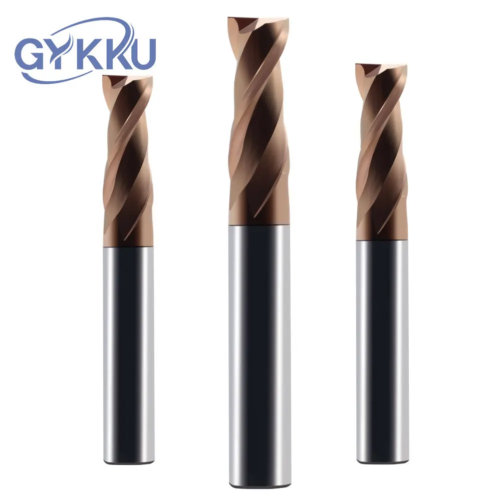 GYKKU HRC55 Carbide Keyway End Mills 1-20mm Key Seat Face Router Bit Tungsten Steel Milling Cutter 2 Flutes Cnc Machine Tools