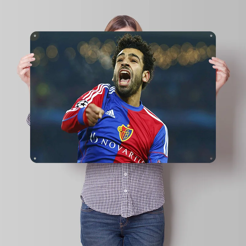 Металлический постер с Мохамедом Салахом, настенный декор в ретро-стиле, винтажные жестяные таблички для мужской комнаты, аксессуары для домашнего декора, украшение для стен