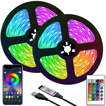 1-10M Led şerit işık RGB kızılötesi Bluetooth kontrol renk değişimi Luces aydınlık dekorasyon yatak odası için 5050 SMD şerit aydınlatma